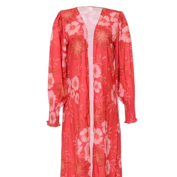NWT Beautiful and Flowery Red Kimono Coverup size medium Anthropologie - Picture 3 of 4